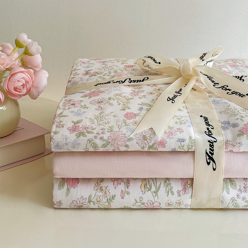 Nuevo juego de cuatro piezas de cama de hilo de doble capa Clase A, algodón puro, 2025, nuevo juego de sábanas con funda de edredón, ropa de cama de tres piezas