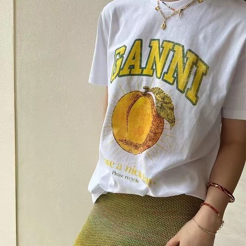 25 Hot Selling Cross-Border Summer Round Neck Peach Print Short-Sleeve T-Shirt for Women Running Fitness Casual Matchable Sport
