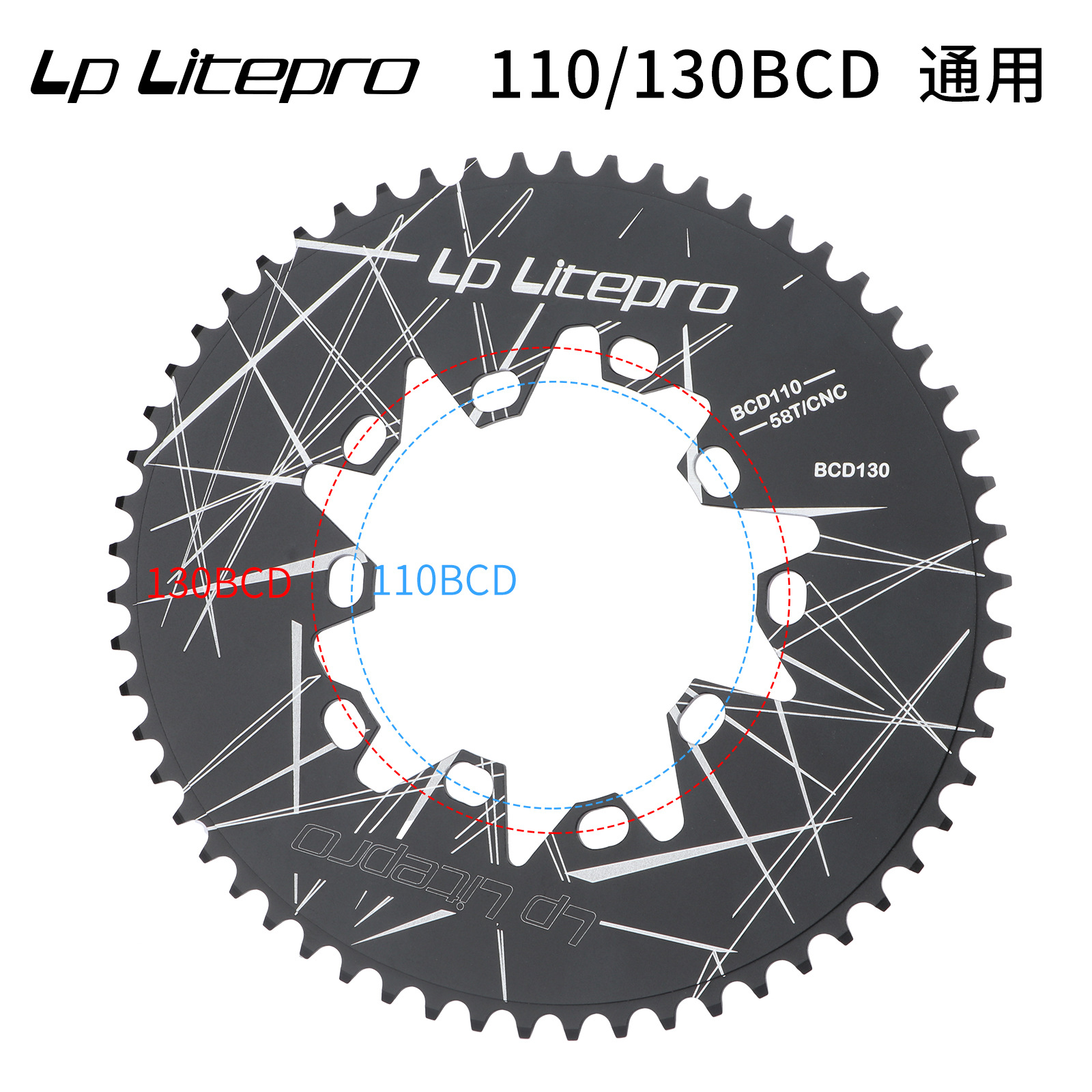 LP litepro bicicleta plegable disco oval 110 130BCD compartido 52T 54 56 58 60 dientes