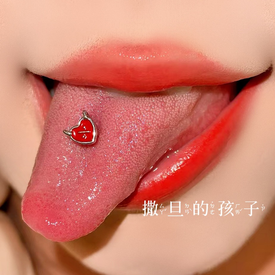 Satan's Child Devil Red Tongue Ring 316L Surgical Steel Tongue Piercing Jewelry detail image 4