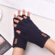 Men's Half-Finger Thickened Warm Gloves Knitted Broken Finger Office Student Brushed Cashmere Finger Solid Color Gloves