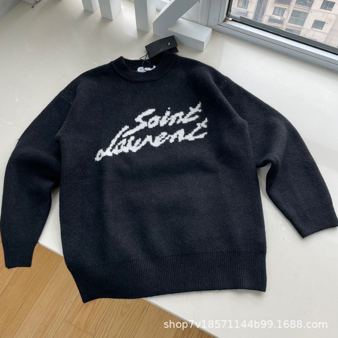 Edición correcta de alta versión marca de moda Ys otoño y invierno nuevo suéter de cuello redondo de lana de estilo masculino y femenino en stock transfronterizo
