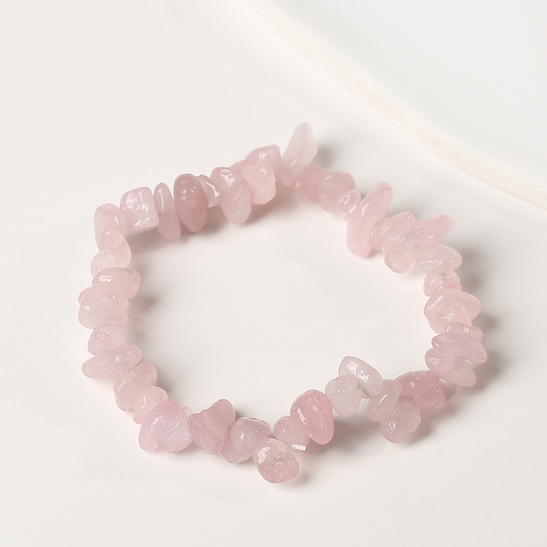 Pulsera de anillo único de piedra de cuartil natural irregular pulsera de cuerda elástica de piedra original estilo fresco simple y versátil