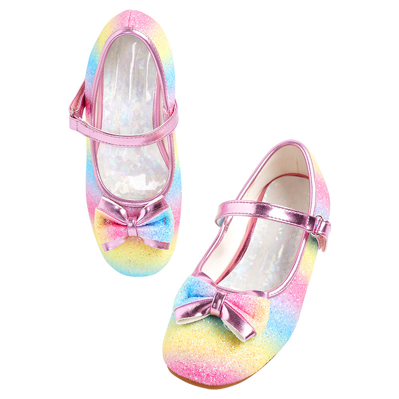 Zapatos de baile para niños Velcro princesa mariposa cordones de zapatos con lentejuelas vestido zapatos de suela blanda zapatos de rendimiento de pasarela