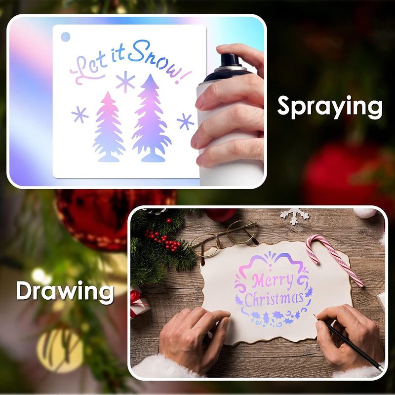 24枚クリスマス小物透かし彫り絵画テンプレート児童学生手描きdiy図案落書き補助ツール|undefined