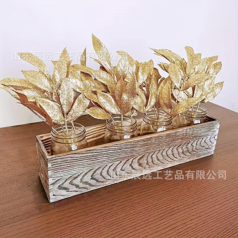 跨境爆款闪光叶圣诞装饰品家居花瓶插枝节日圣诞树仿真花源头批发|undefined