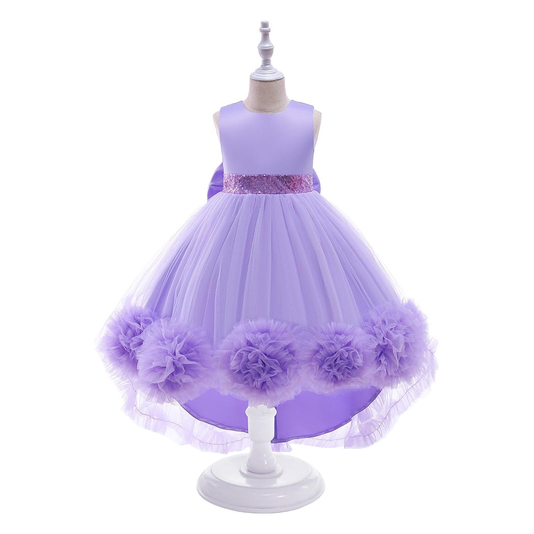 AliExpress transfronterizo nuevos niños trailing princesa vestido de malla flor pettiskirt vestido de niña desfile traje