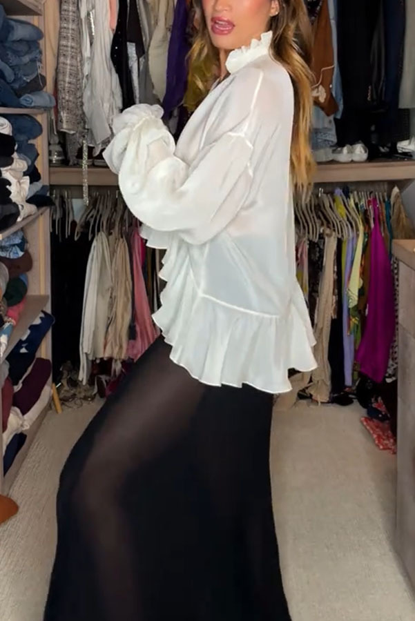 Cardigan, Blouse Tops Type Wholesale Women's Polyester Vacation Solid Color Long Sleeve Blouses