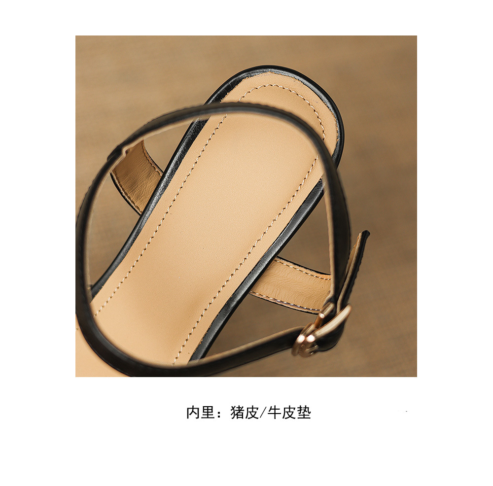Sandal cao gót nữ quai ngang mũi kín gót 5 cm phong cách Hàn Quốc — đen chi tiết 24