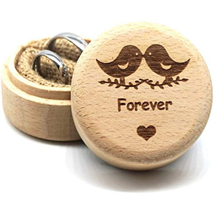 Wooden Wedding Ring Packaging Gift Box Creative Round Design Ring Storage Box