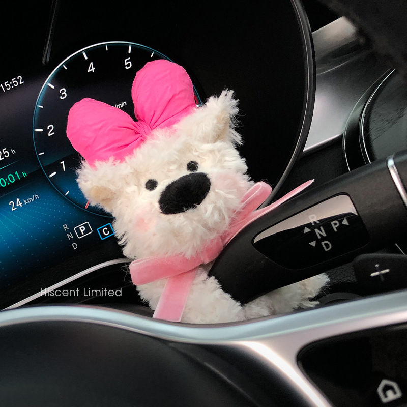 Decoración de la pantalla del coche de West Highland, cachorro garabateado, bloqueo de coche, decoración de la pantalla de control central, accesorios de coche, felpa linda