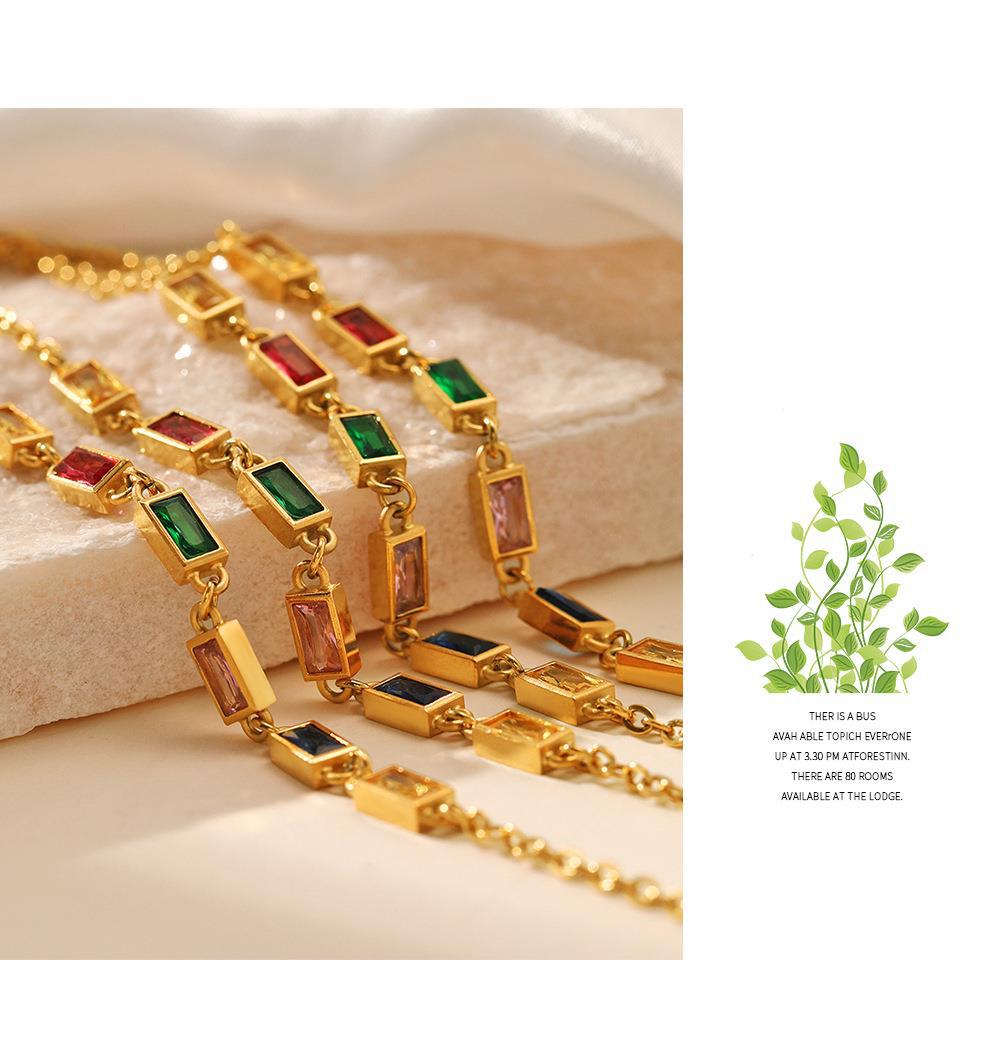 10g Weight Artificial Crystal Inlay Material Bracelets Classification Streetwear Colorful Stainless Steel Plating Inlay Artificial Crystal Bracelets