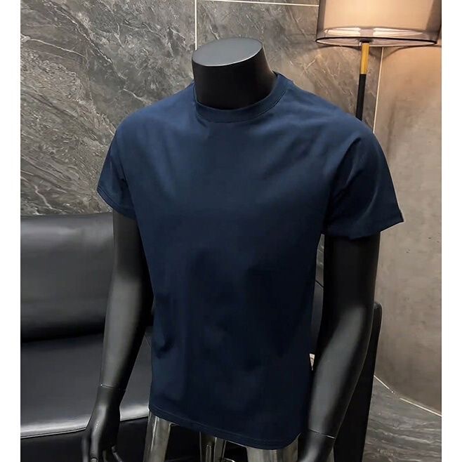 [Good Fabric] 2025 New Summer Men's Solona Fabric Cool Antibacterial Quick-Drying Right Shoulder Short-Sleeved T-Shirt