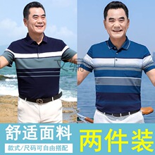 Wb中年爸爸夏装短袖T恤50岁polo衫上衣服夏季薄款中老年人男士爷