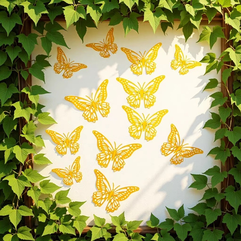 Hongfeng Foreign Trade 3D Plastic Butterfly Stickers Art Home Party Wall Decoration Background Wall Stickers Simulation 3D