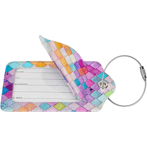 Fashionable color printed luggage tag, suitcase tag, boarding pass, leather ID card holder