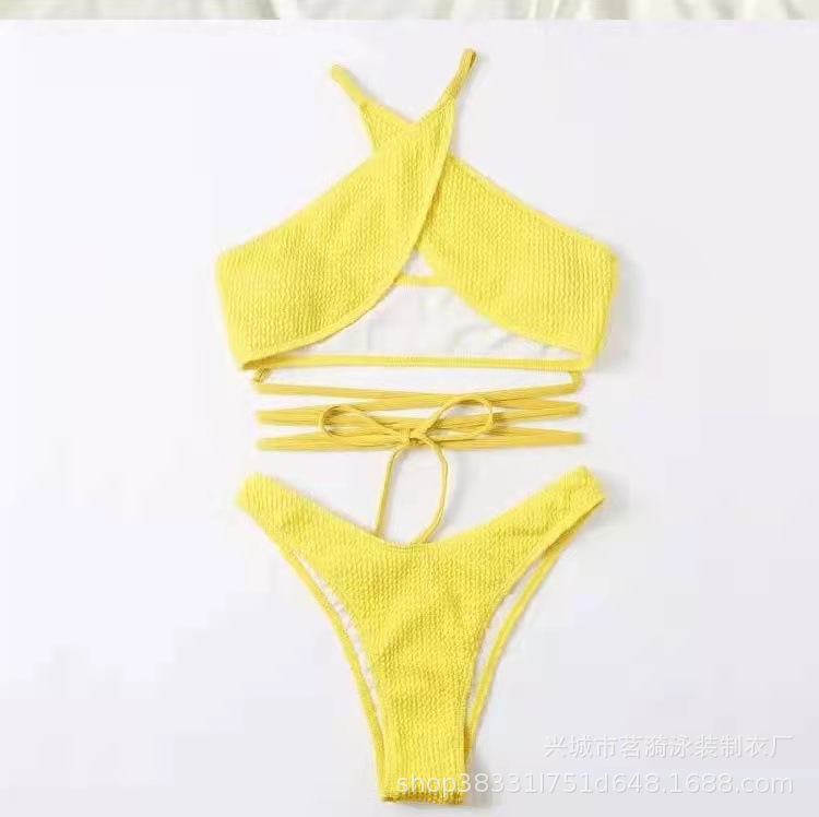 Mingyi europeo y americano nuevo multi-color ola tela sexy bikini cruz dividida traje de baño moda mujer traje de baño