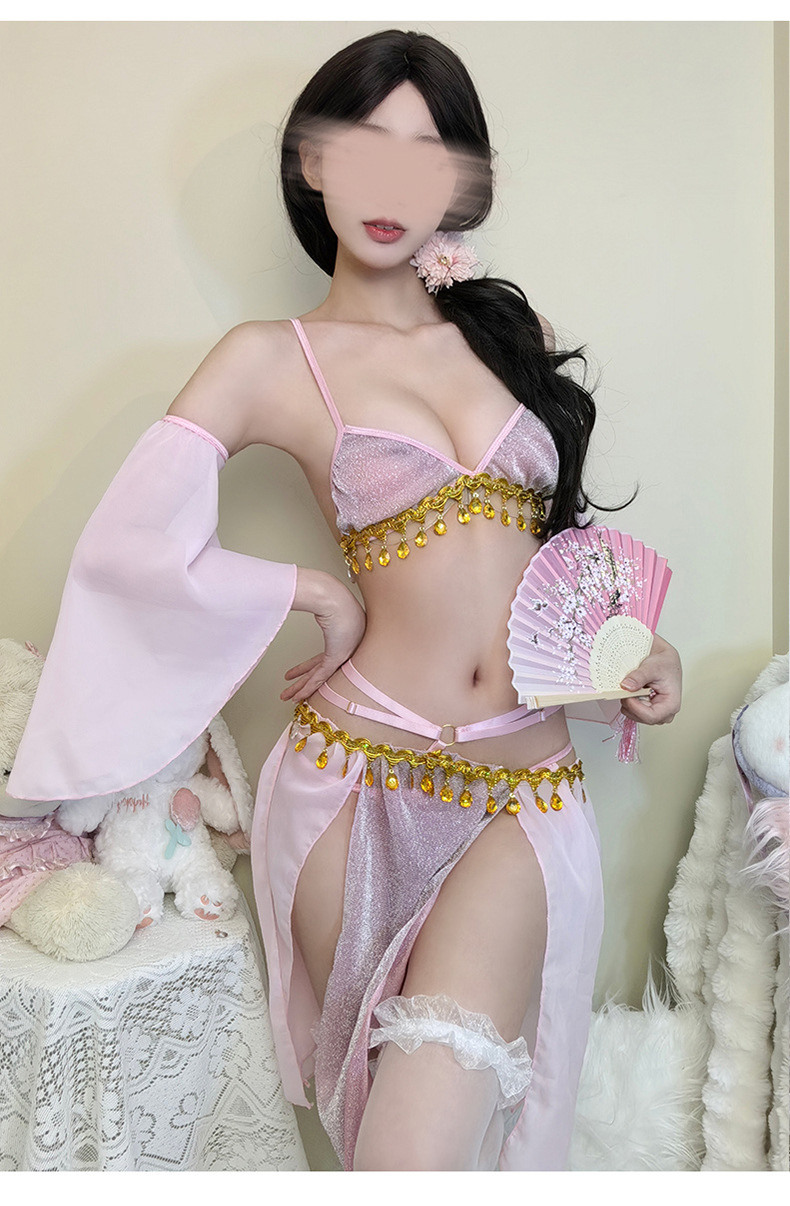 Alien Princess Hanfu-Style Lace Nightdress Set with Tube Top, Sleeves, Skirt and Panties — detail image 12