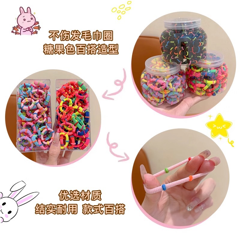 Niños de color pulgar de alta elasticidad anillo de pelo para niñas bebés no lesionan el cabello de cabello de cola de caballo