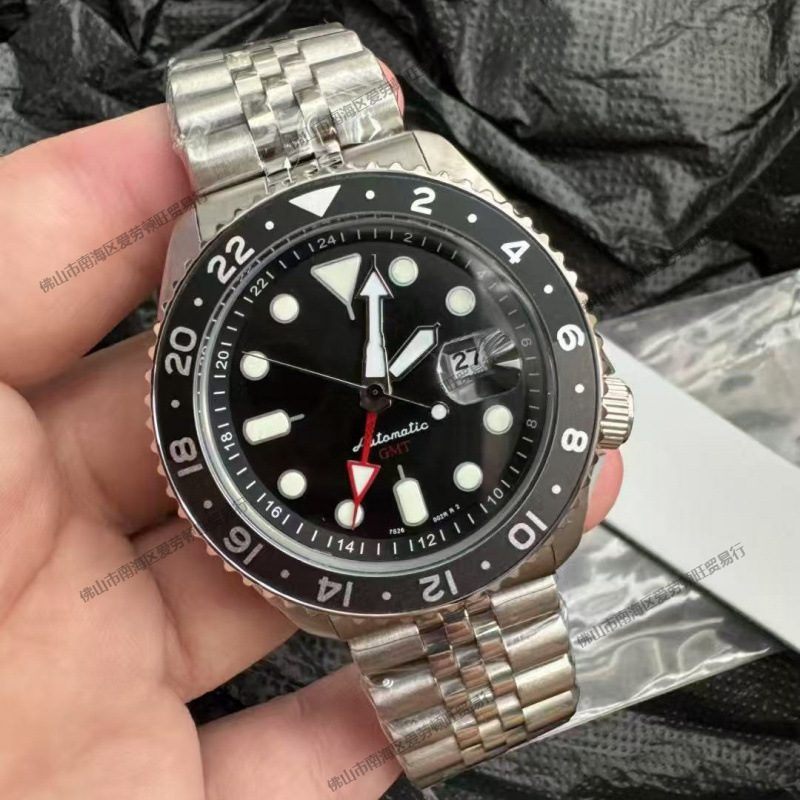 Seiko No. 5 Men's Watch Gmt Five-Row Chain Steel Belt Waterproof Mechanical Calendar Men's Watch Export Watch Ssk001K1