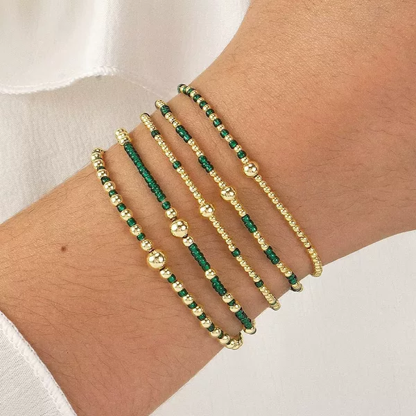 Europe and the United States cross-border hot new bracelet beaded golden rice beads bracelet five-piece fashion Joker factory wholesale