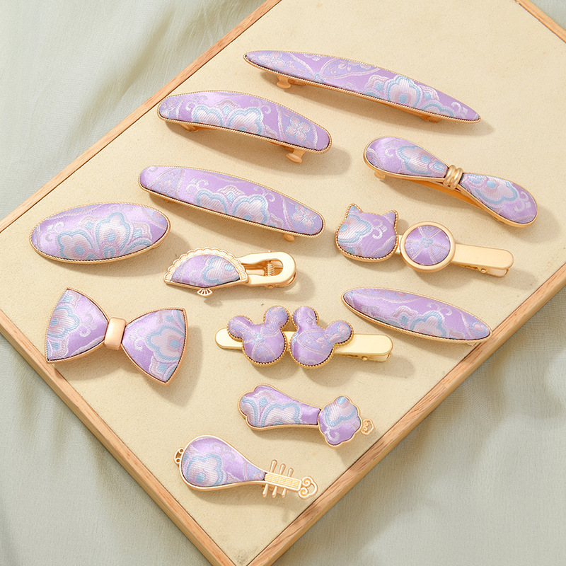 Song Brocade Hairpin Handmade Chinese Style Intangible Cultural Heritage New Chinese Style Hairpin Headwear Versatile Oriental Beauty Jewelry Purple Pink Series