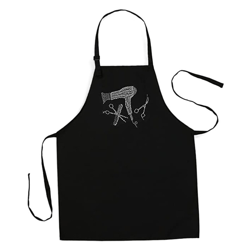 Delantal con cuello halter uniforme de Amazon con correas ajustables para los hombros, delantal de trabajo de peluquero con logo impreso a la moda, venta al por mayor