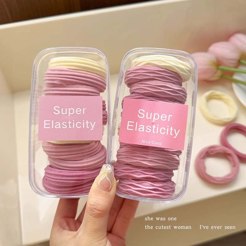 Rosa suave y ceroso sin dañar la cuerda para el cabello para mujer, banda de goma duradera de alta elasticidad, funda de cuero, cuerda para el cabello de cola de caballo alta, lazo para el cabello para niños