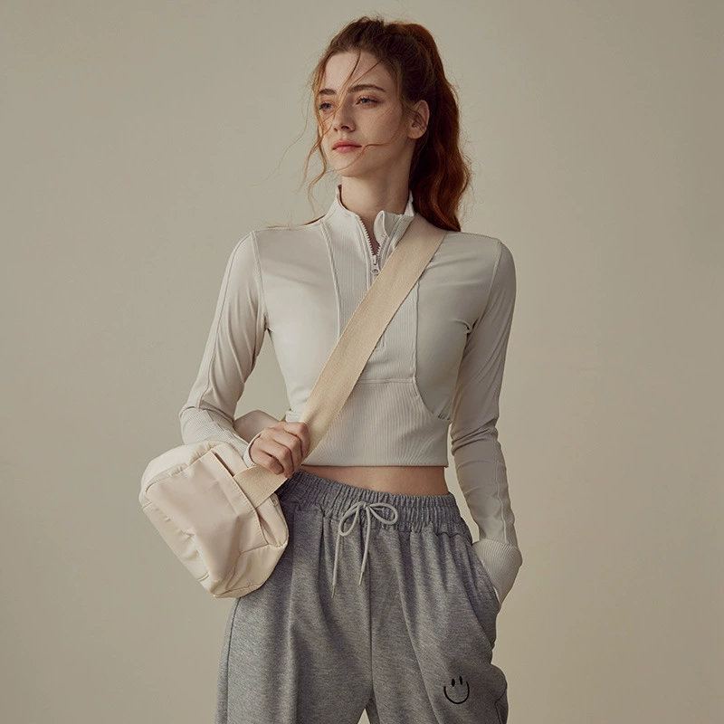 Половинная молния одежда для йоги женский осенне-зимний плотный свитер с длинными рукавами куртка для бега и фитнеса тренировочная спортивная куртка