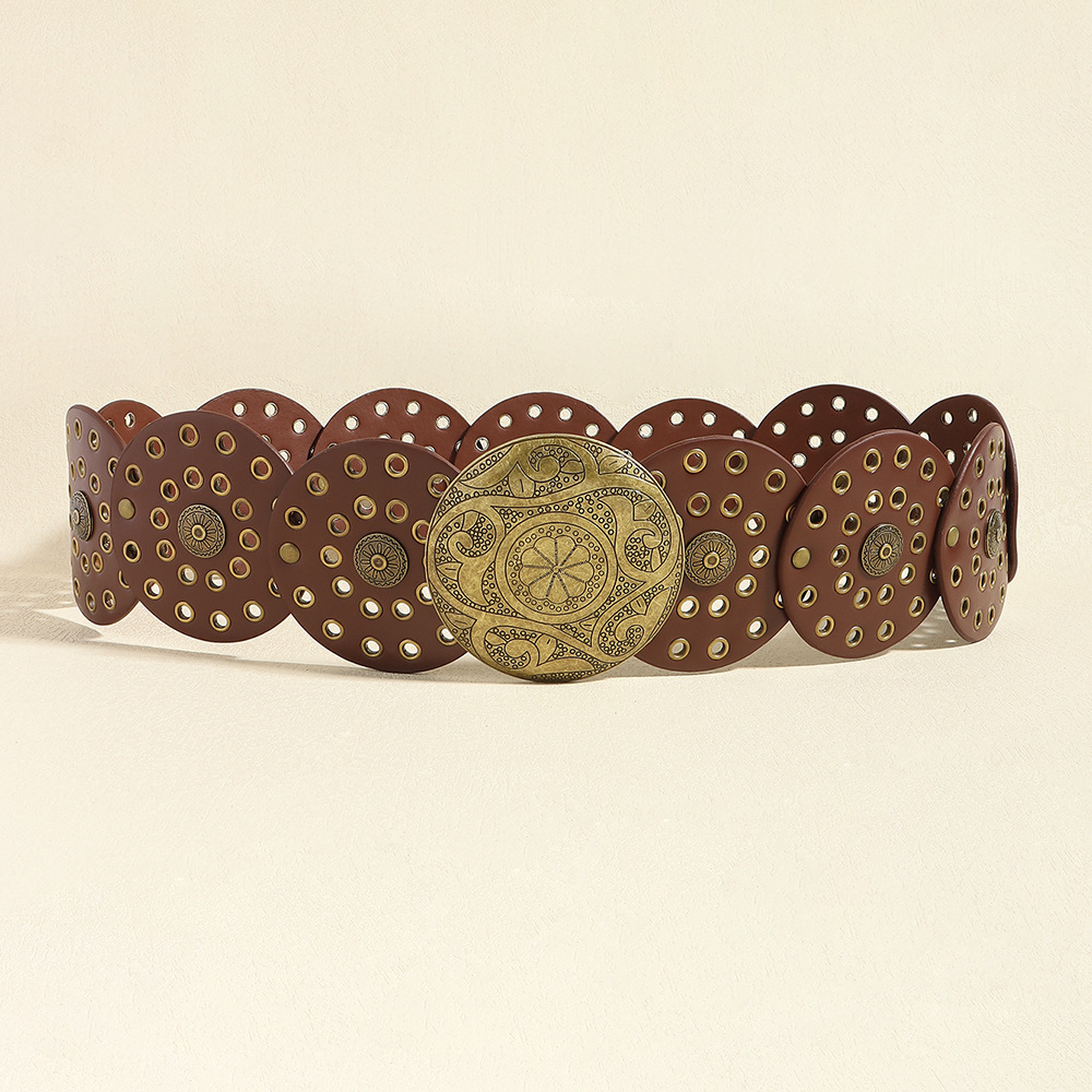 300g Weight Belt Classification 1 Piece Quantity Holiday, Daily, Street Occasion Pu Leather, Alloy Material Geometric Pattern Women's Gender Retro Style Retro Geometric Pu Leather Alloy Women's Leather Belts 8
