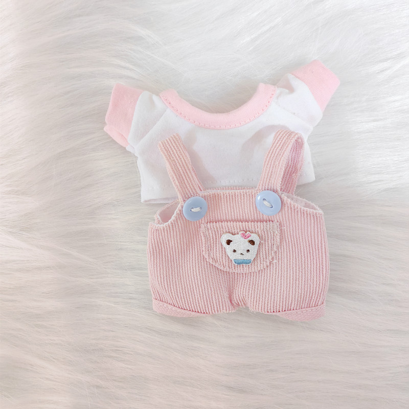 Labubu accesorios de ropa 15cm colgante tire paño muñeca ropa oso suspender pantalones camiseta traje