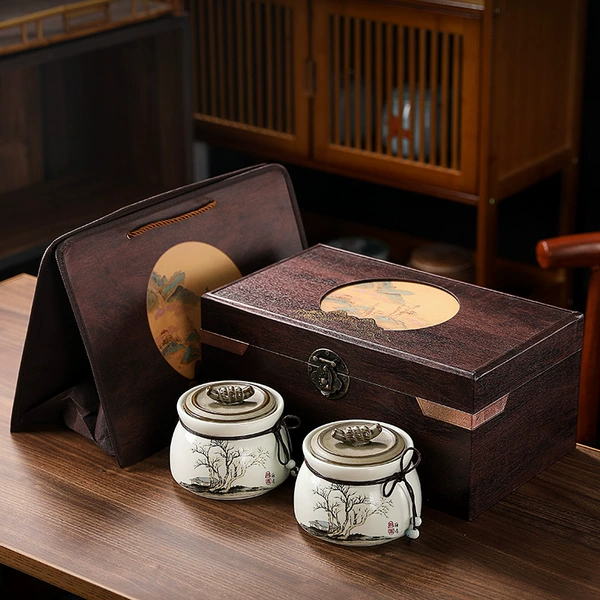Retro wooden box branch jar double jar