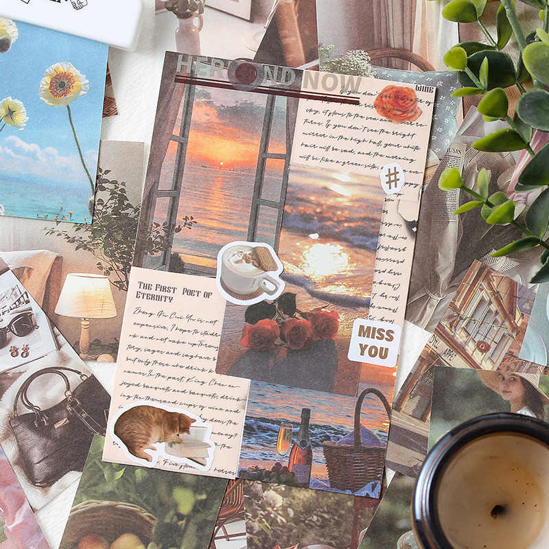 Capítulo de estilo papel de notas retro material no adhesivo papel transfronterizo libro de mano diario material de decoración base frijol libro