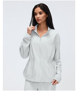 AYM037166 Drawstring Waist Stand-Up Collar Jacket Casual Loose-Fit Workout Jacket Aoyema wholesale