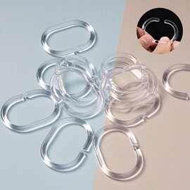 亚马逊热销pvc塑料透明浴帘挂钩浴室现代简约12个泡壳装窗帘挂钩