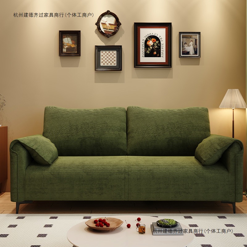 Sofa Living Room Small Apartment Rental Double or Three Person Fabric Straight Sofa New Bedroom Elephant Ear Sofa