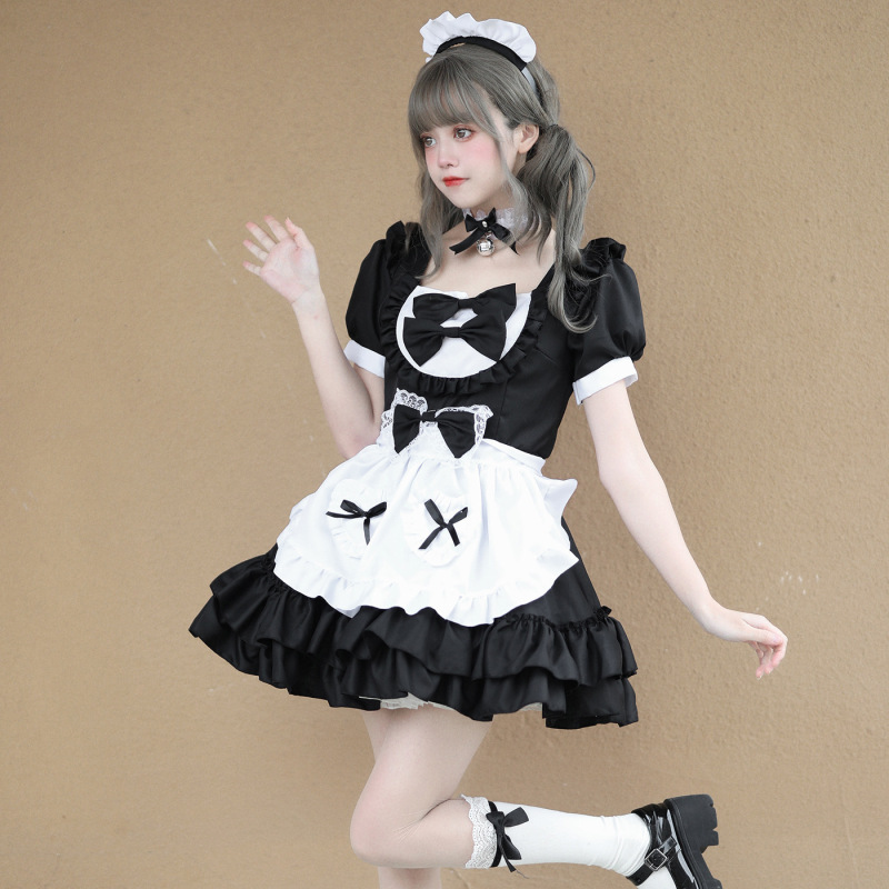 コスプレ日本のソフトガールメイド服ドレス純粋でかわいいピンクメイド制服スーツロールプレイ|undefined