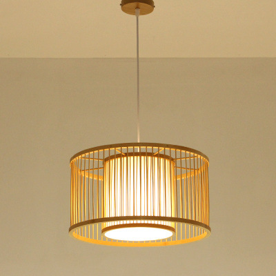 Nuevo estilo chino lámpara de bambú de estilo japonés lámpara de bambú restaurante Zen lámpara de una sola cabeza sala de té B & B olla caliente restaurante araña