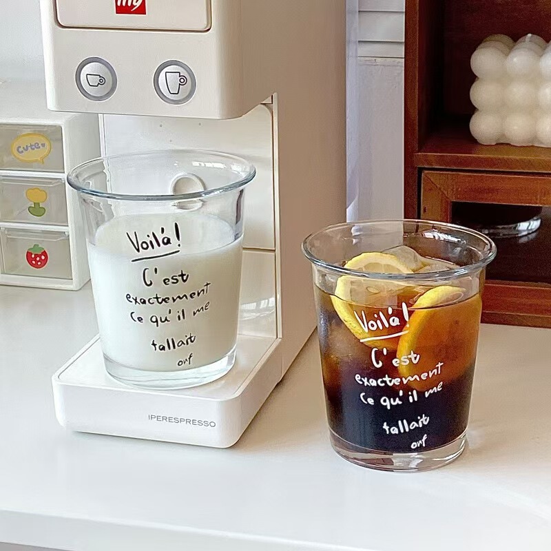 批发翻口透明咖啡杯简约玻璃杯家用水杯牛奶饮料杯奶茶杯咖啡杯子|undefined