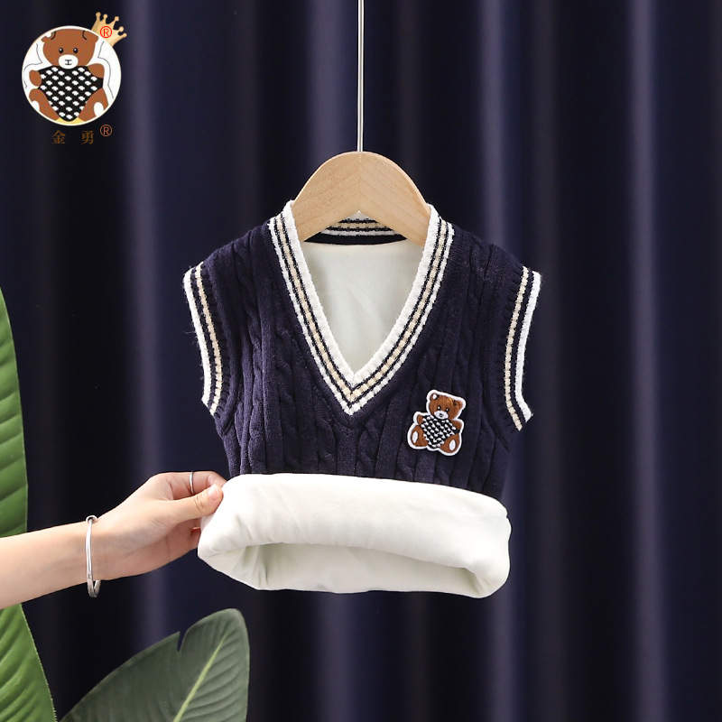 Entrega de una pieza [Jin Yong] Chaleco de punto para niños chaleco de lana bebé niña uniforme escolar Chaleco de suéter de hombre