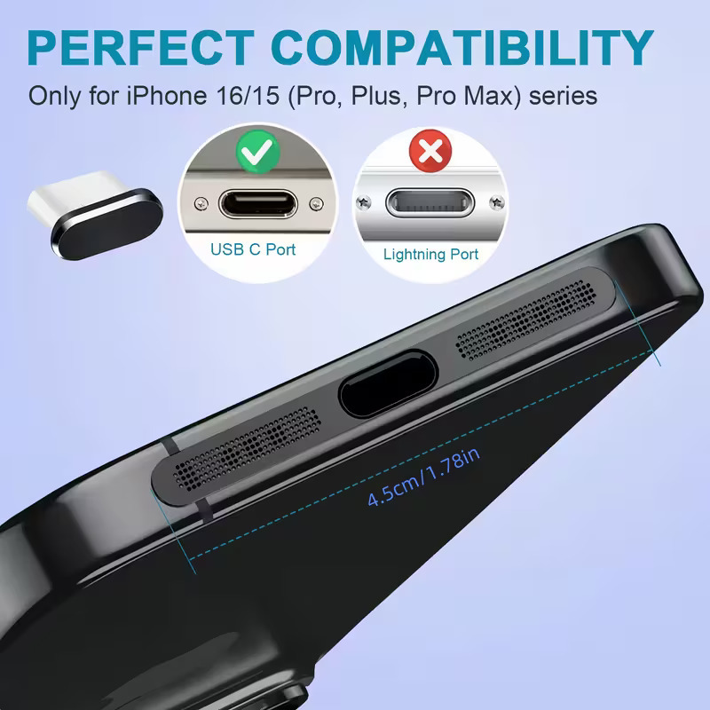 Telefon-Staubschutzkappen-Set USB-C Staubschutzkappen für iPhone 15 / 16 Staubschutz-Reinigungsset