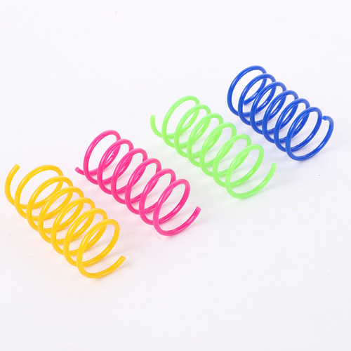 Cat Colorful Plastic Spring Cat Toy Jumping Ball Interactive Pet Lazy Cat Self-Happiness Toy 4 Pack