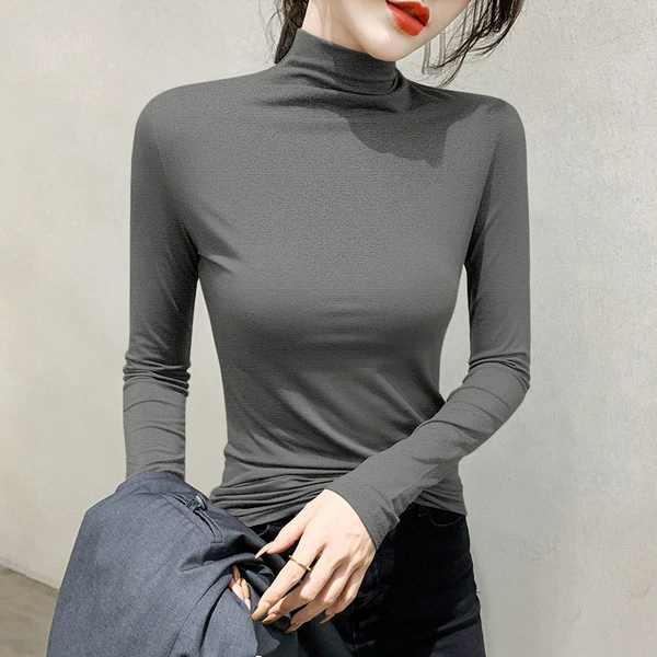 German velvet half turtleneck dark gray