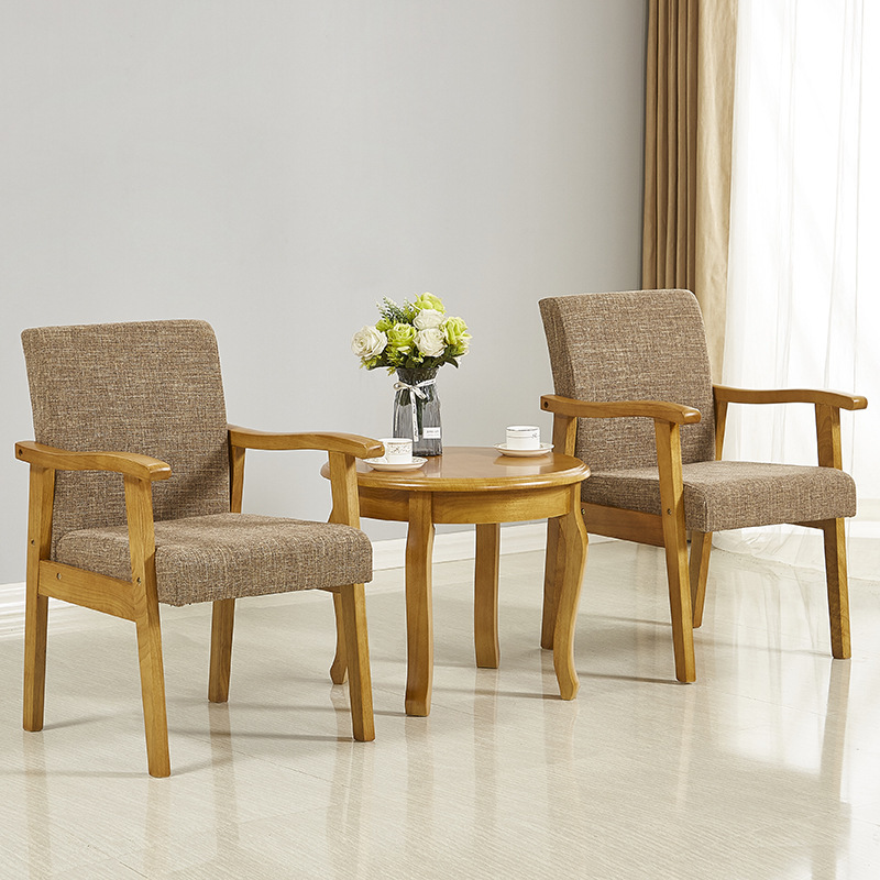 Madera maciza nórdica solo sofá silla respaldo balcón mesa de té silla casa ocio Oficina silla combinación traje