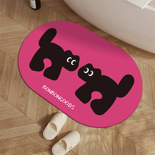 黑粉小猫地毯浴室吸水脚踏垫速干防滑厕所脚垫硅藻泥地垫门口耐脏