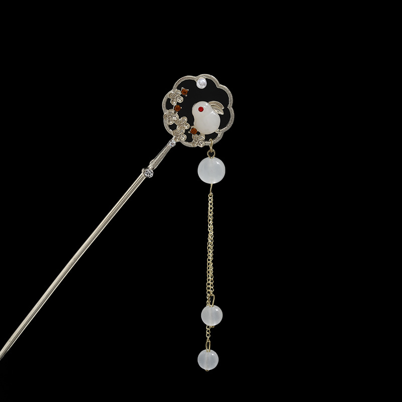 Rosa azul y blanco rhinestone flor horquilla mujeres de alto grado paso sacudida borla rizador de pelo horquilla estilo antiguo hanfu accesorios para el cabello otoño