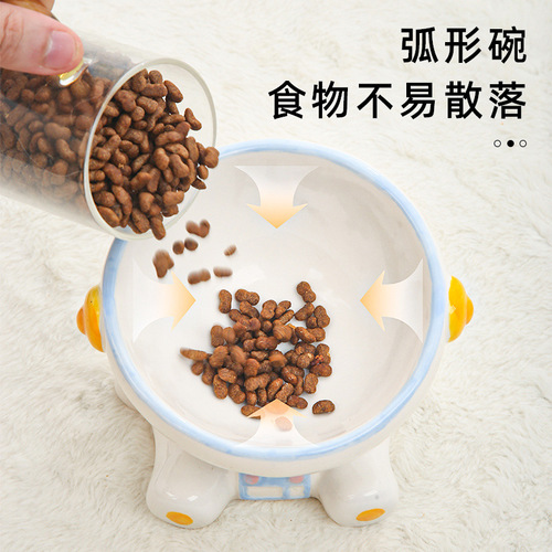 Amazon New Astronaut Cat Bowl Ceramic Drinking Cat Bowl Pet Bowl Cervical Protection High Leg Slanted Dog Bowl