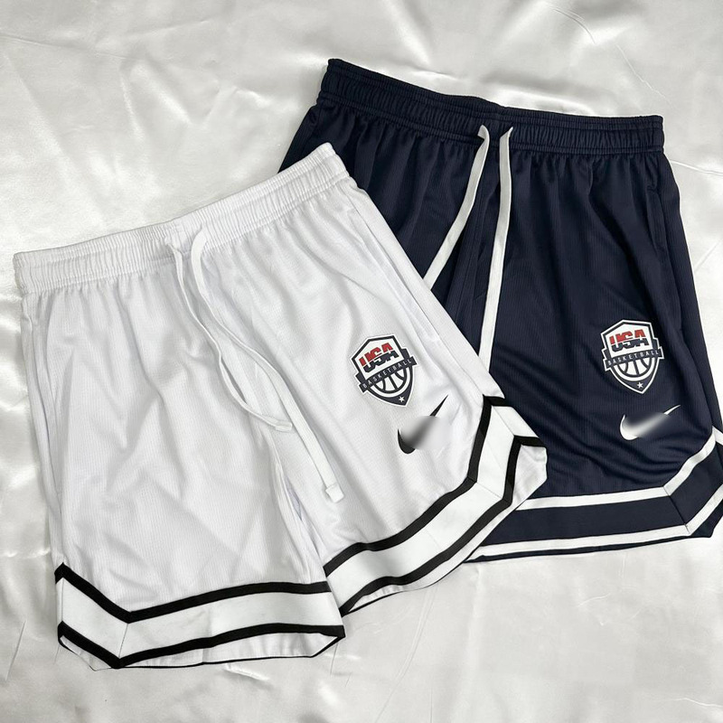 Men's summer basketball shorts, American style, USA team, knee-length, for training and running, quick-drying, single piece