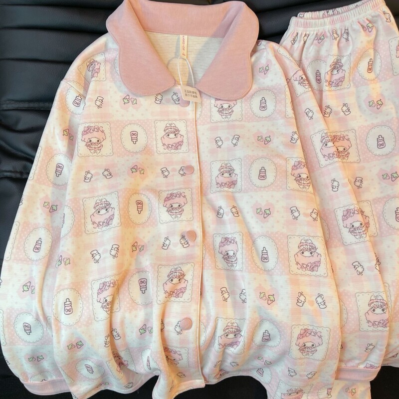 【Warm Sheep Wool】Cute Piano Little Lamb Pajamas Autumn and Winter Comfortable and Warm Home Wear Set
