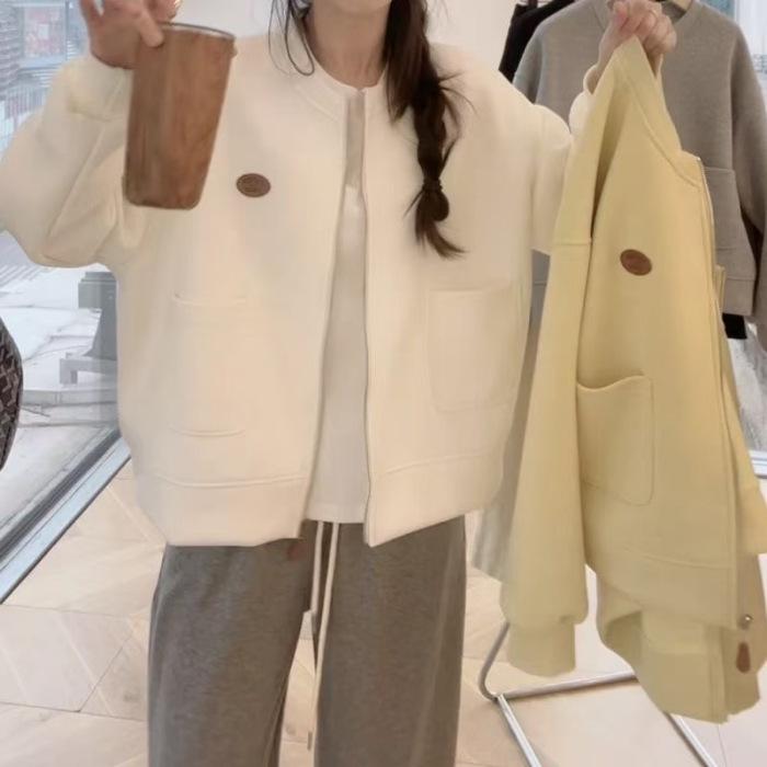 韩系胖mm300斤学院风棒球服外套女秋冬减龄独特设计感加厚上衣ins|undefined